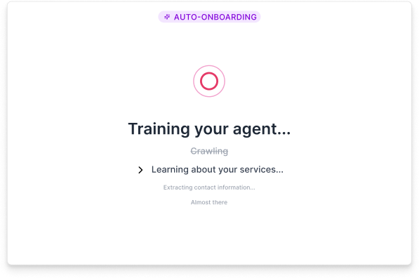 Auto-onboarding interface showing training steps